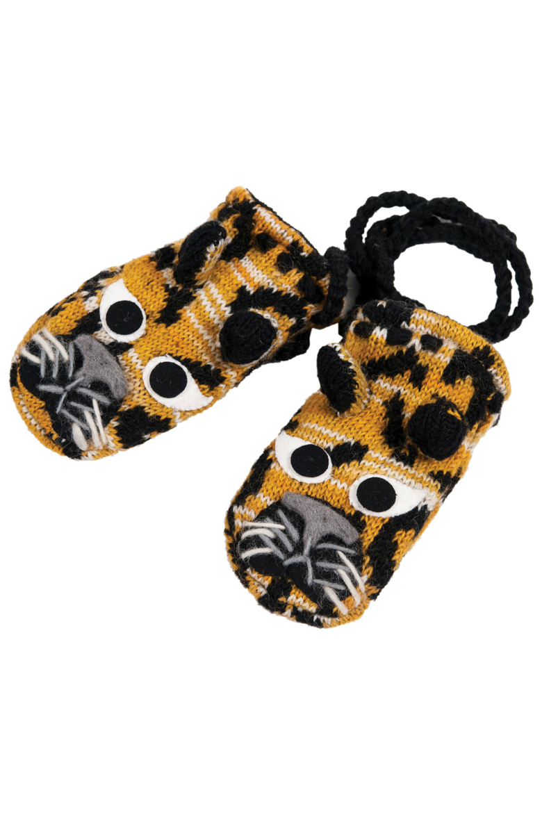 Leopard Mittens, Main, color, Brown