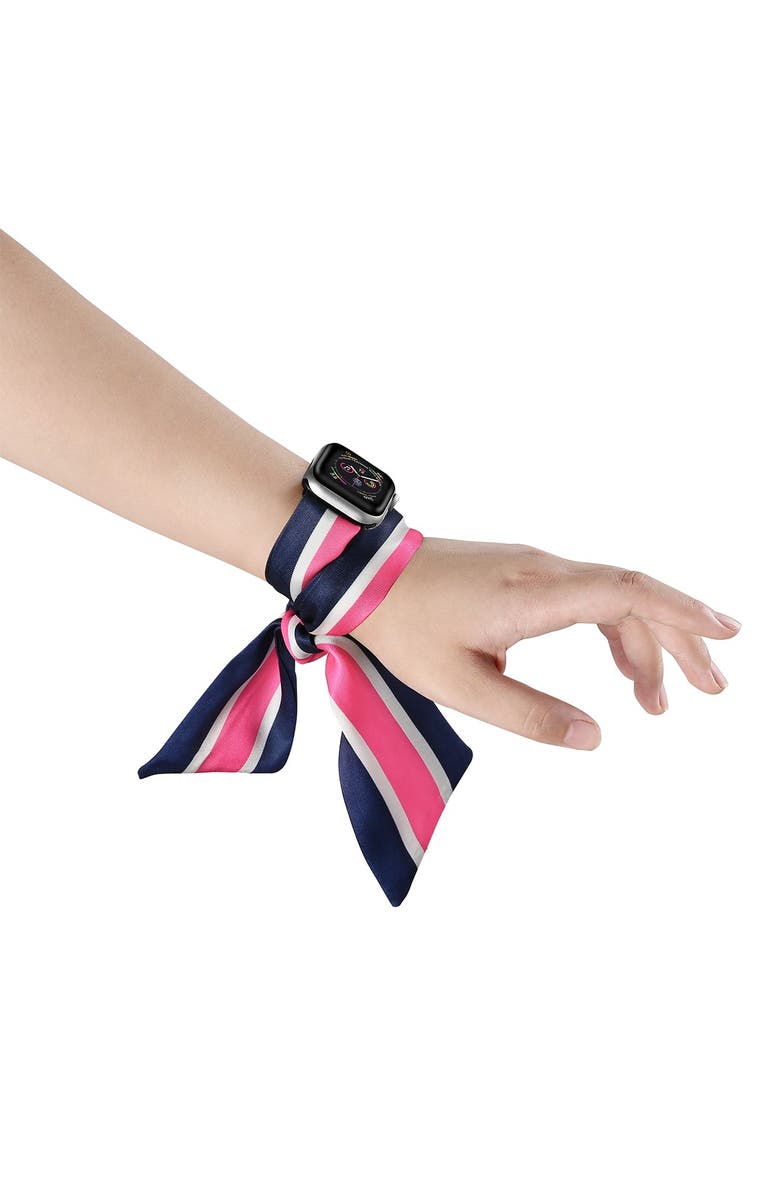 Posh Tech Stripe Silk Scarf 42mm/44mm Apple Watch 1/2/3/4 Band, Alternate, color, Stripe