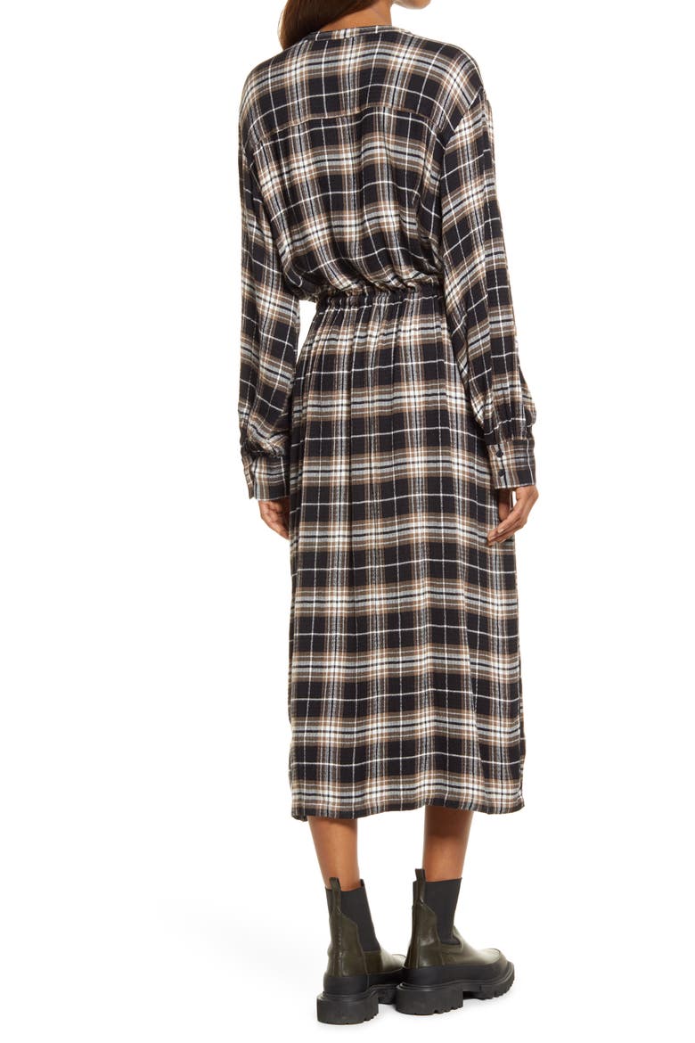 Plaid Long Sleeve Shirtdress, Alternate, color, BLACK DANVILLE PLAID