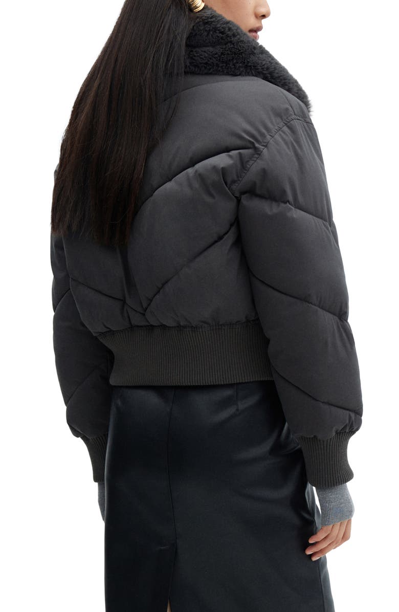 MANGO Faux Fur Collar Puffer Jacket, Alternate, color, 