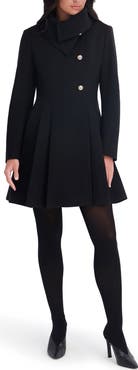 Kensie Asymmetric Button-Front Pleated Coat