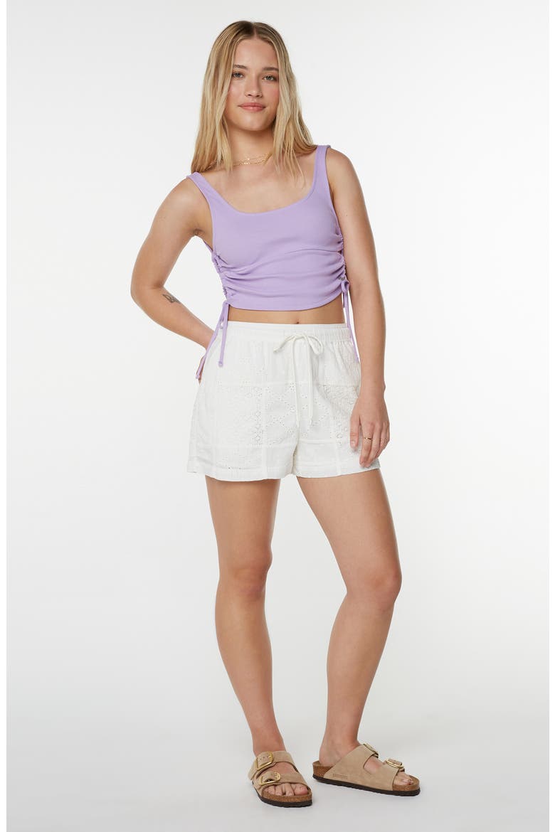 Honolua Sunrise Cotton Eyelet Drawstring Shorts, Alternate, color, SNOW WHITE SOLID