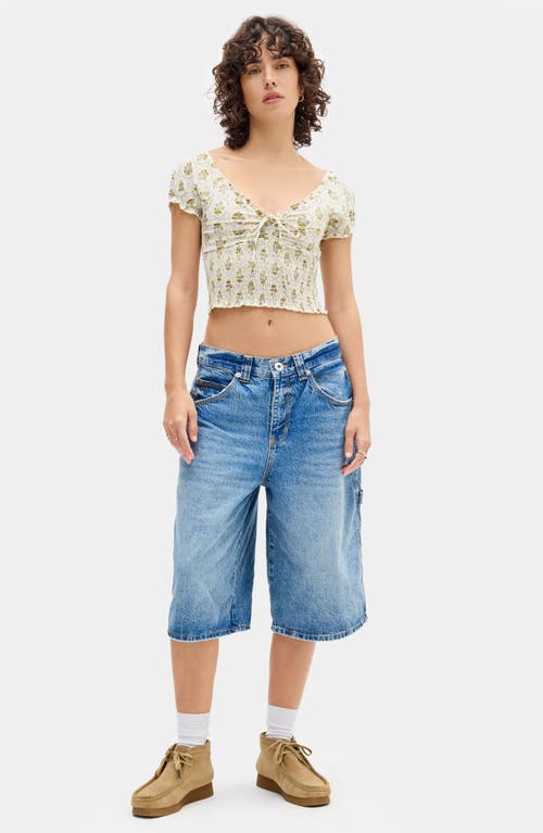 BDG URBAN OUTFITTERS BDG URBAN OUTFITTERS SYDNEY SMOCKED STRETCH COTTON CROP TOP 