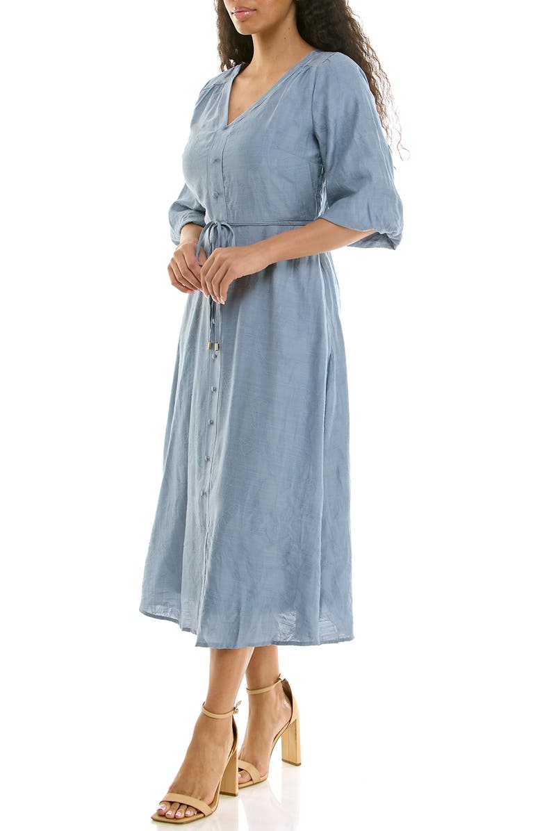 Nina Leonard Balloon Sleeve A-Line Midi Dress, Alternate, color, Soft Blue