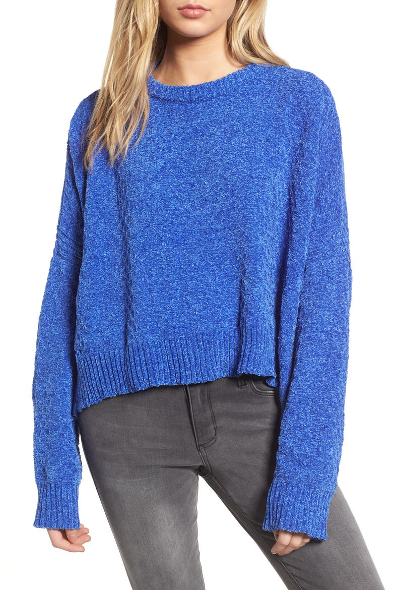 Chenille Sweater, Main, color, ELECTRIC BLUE