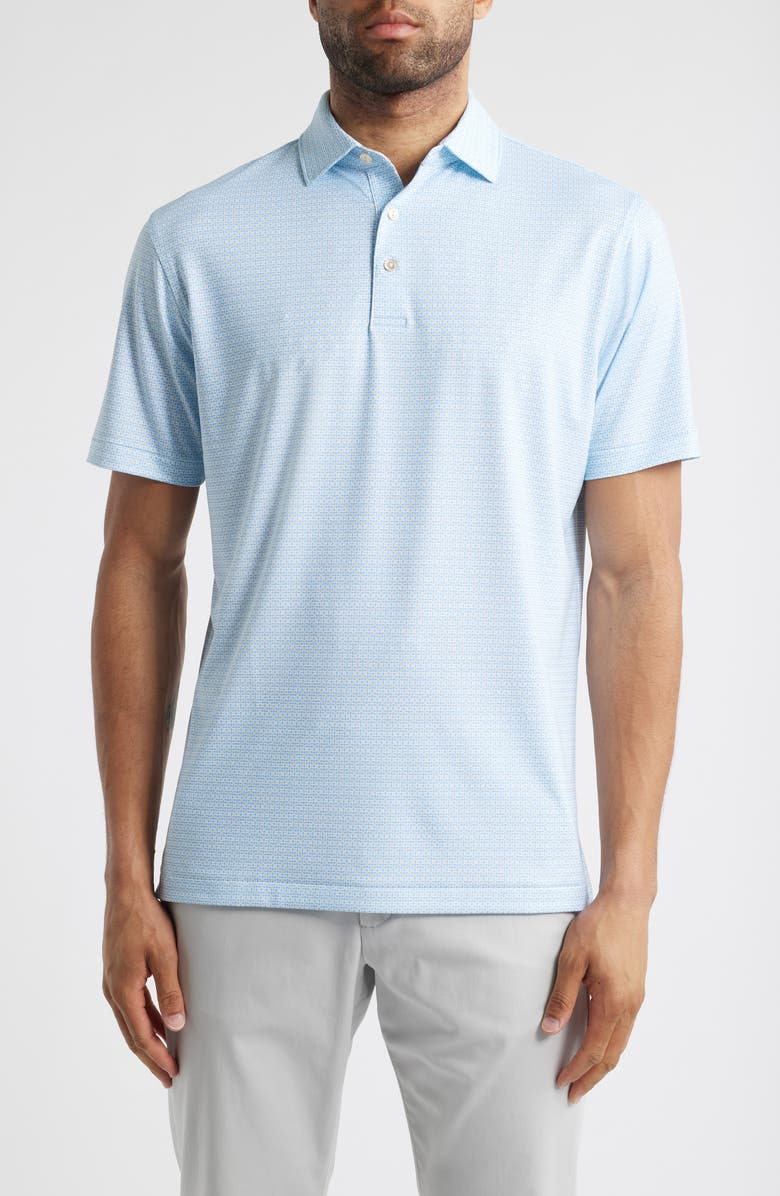 Peter Millar Vega Geometric Print Performance Jersey Polo, Main, color, White
