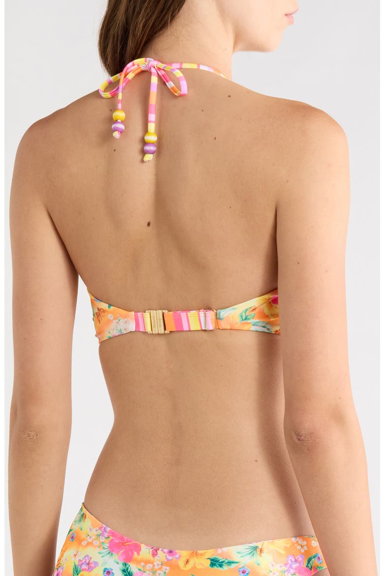Ruched Bandeau Bikini Top, Alternate, color, PEACHY POCKET