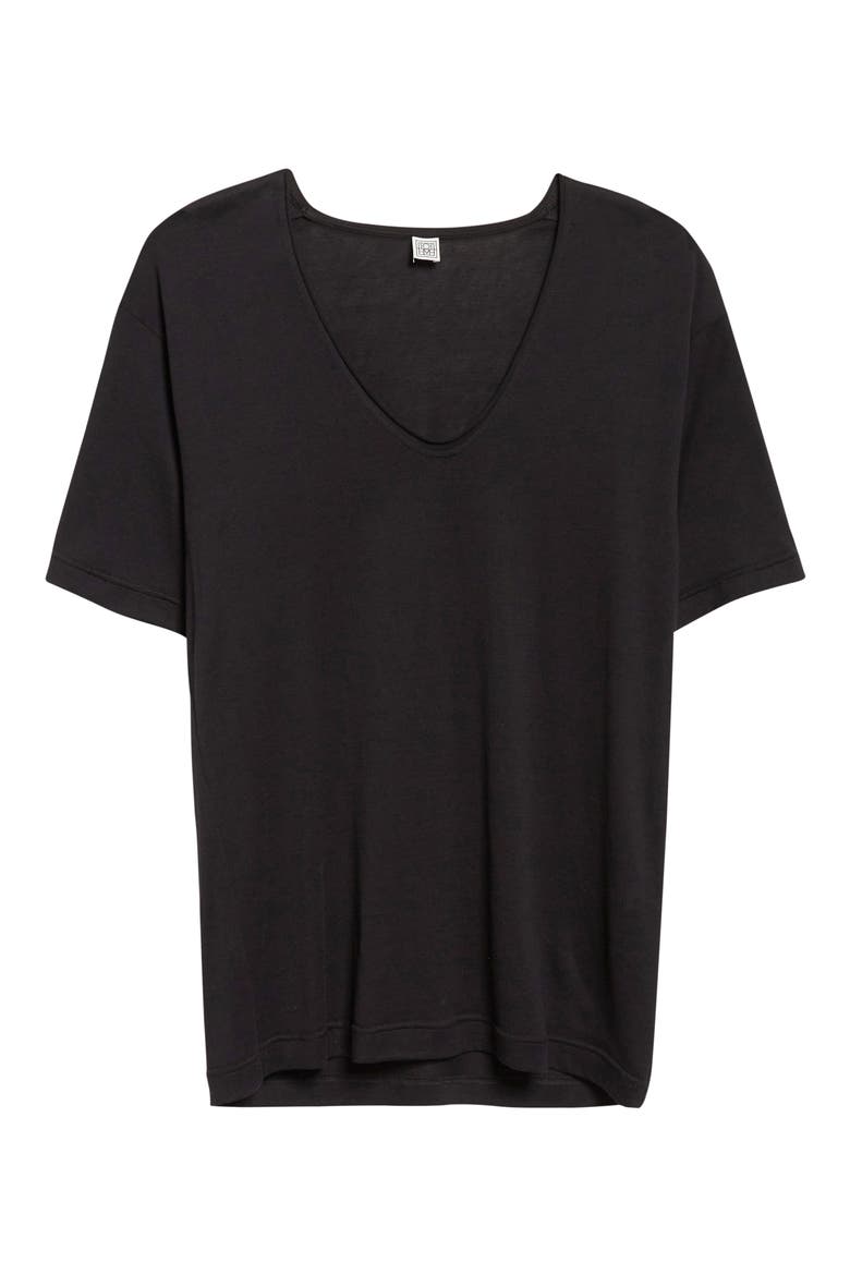 Silk Crepe T-Shirt, Alternate, color, BLACK