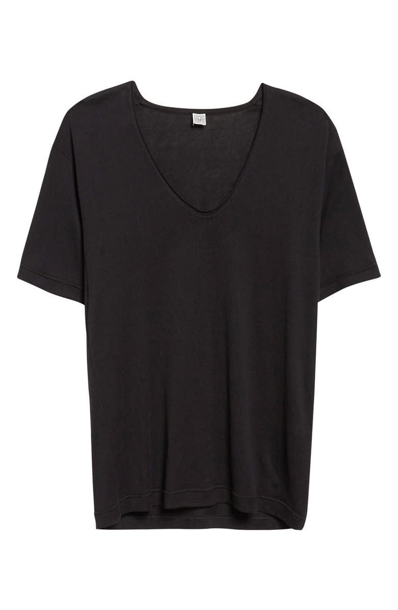 TOTEME Silk Crepe T-Shirt, Alternate, color, Black