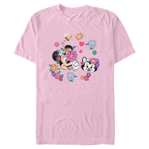 Men's Mickey & Friends Minnie And Figaro Spring Flower  Graphic T-Shirt