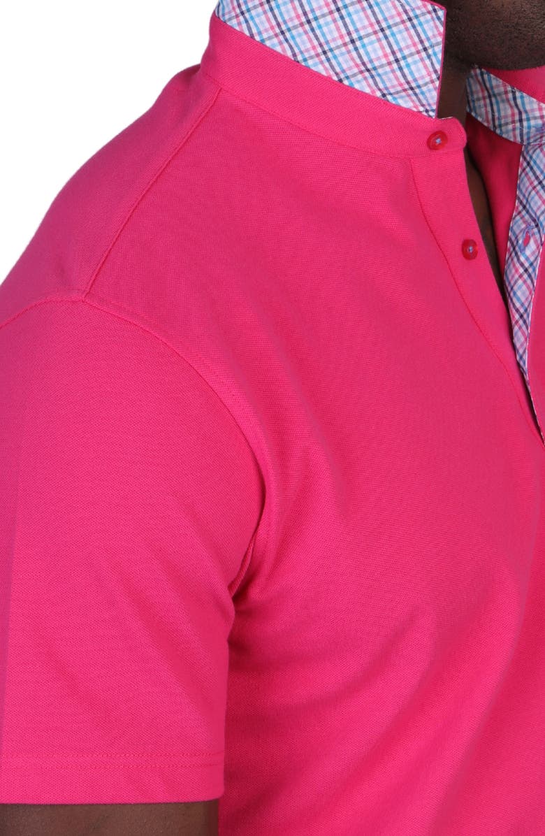 TailorByrd Gingham Trim Piqué Polo, Alternate, color, Flamingo Pink