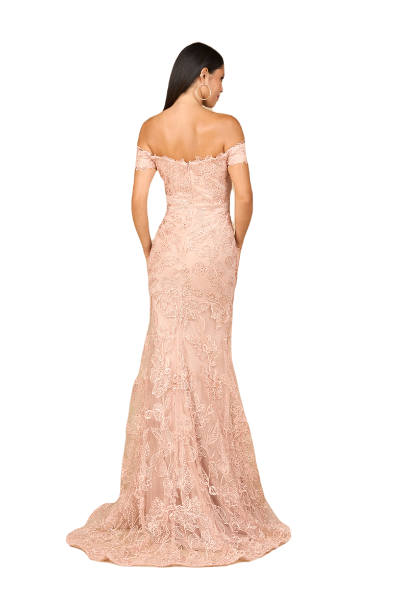 LARA New York Off Shoulder Lace Mermaid Gown, Alternate, color, Blush