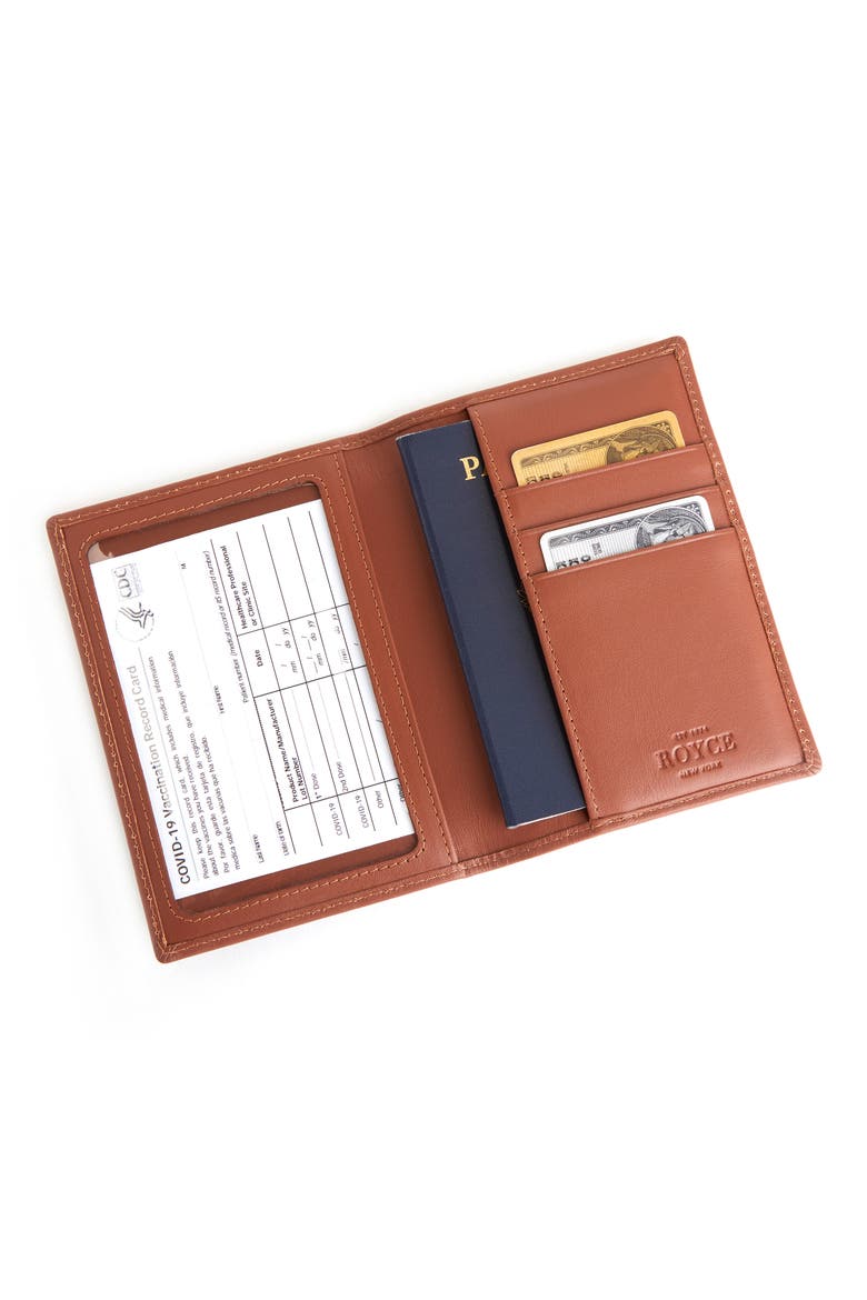 Leather Vaccine Card & Passport Holder, Alternate, color, TAN
