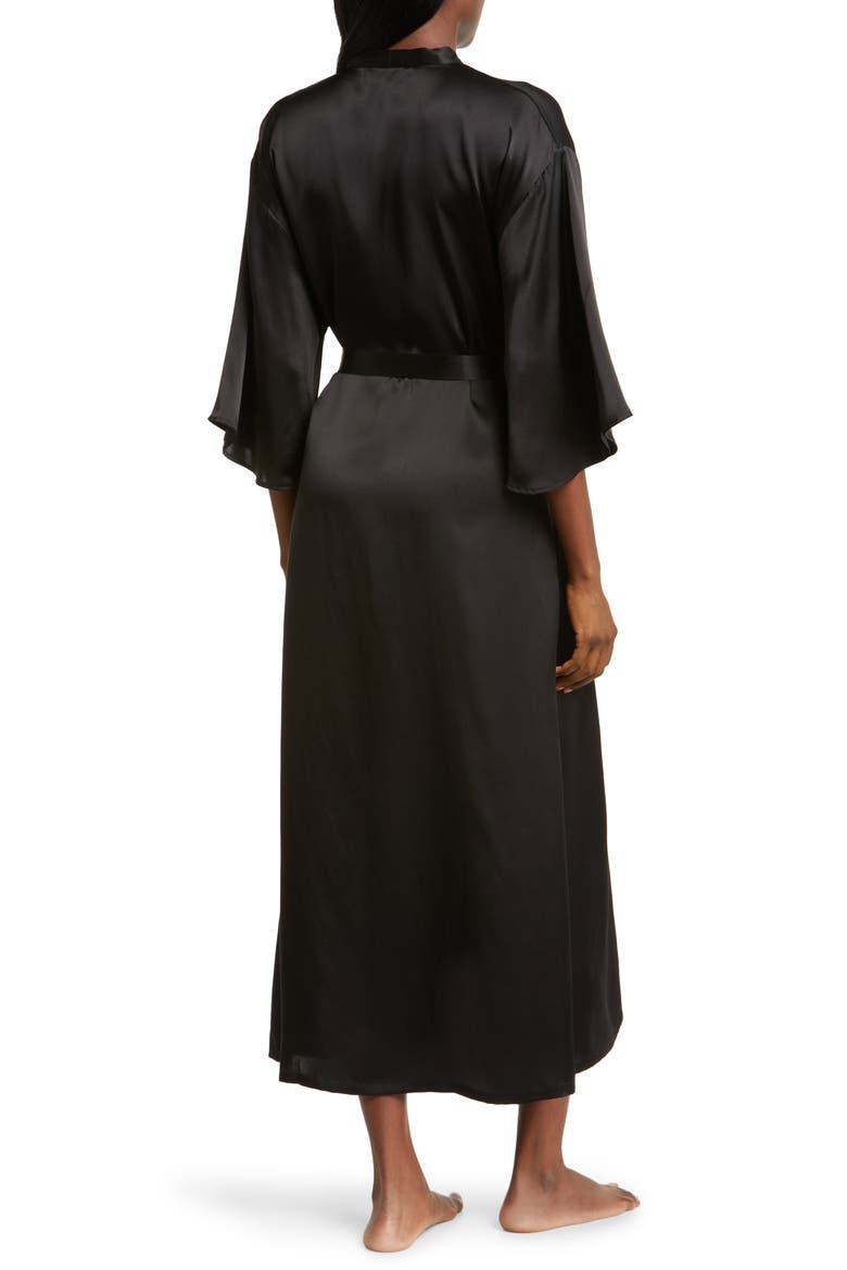 Washable Silk Longline Robe, Alternate, color, BLACK
