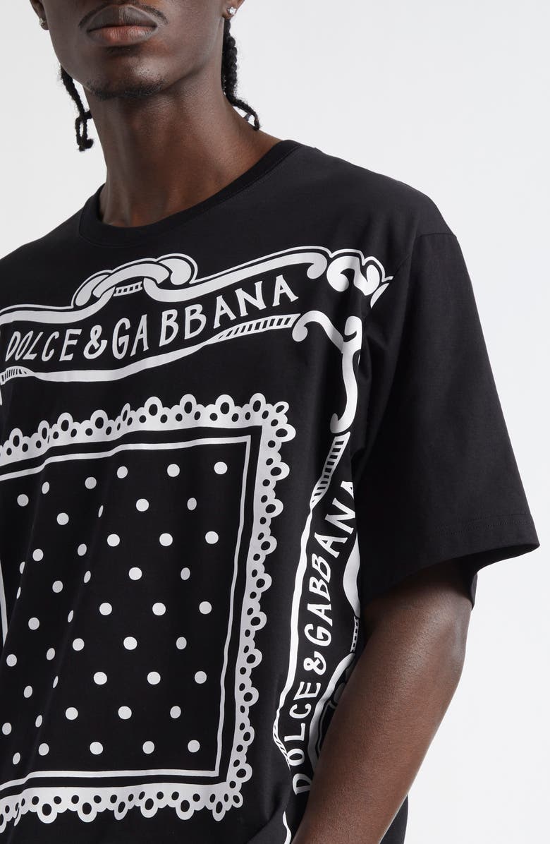 Dolce&Gabbana Bandana Print Cotton T-Shirt, Alternate, color, N0000 Nero