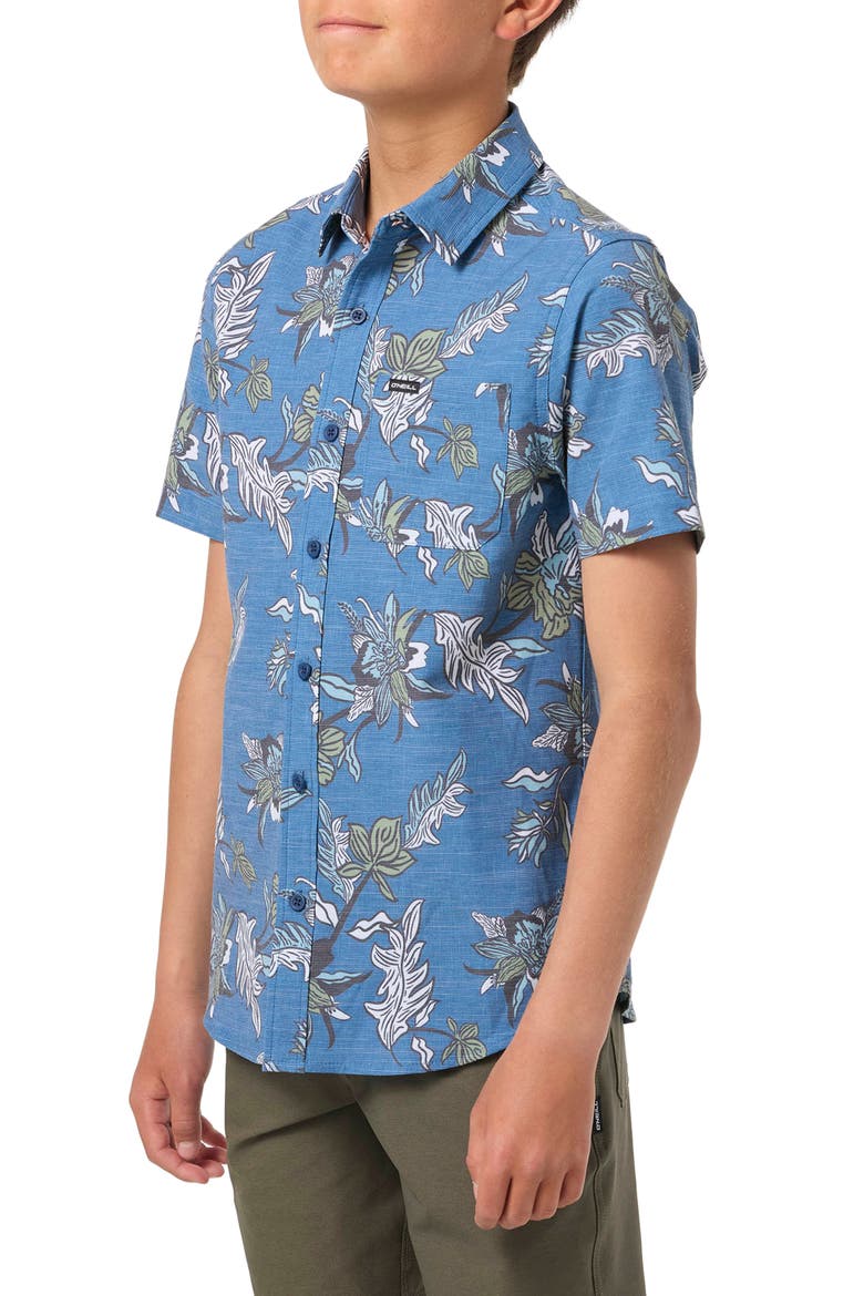 Kids' Standard Fit Short Sleeve Performance Button-Up Shirt, Alternate, color, MIDNIGHT NAVY
