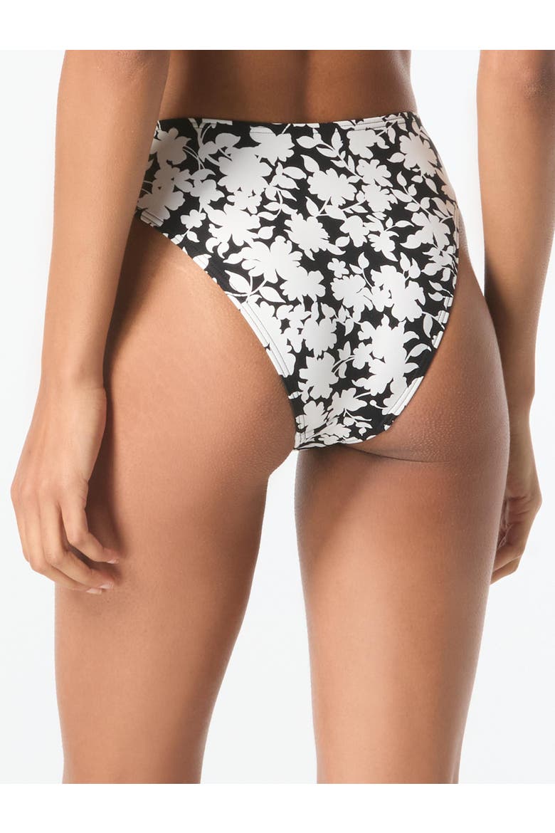 Monotone Floral Classic Bikini Swim Bottom, Alternate, color, Black
