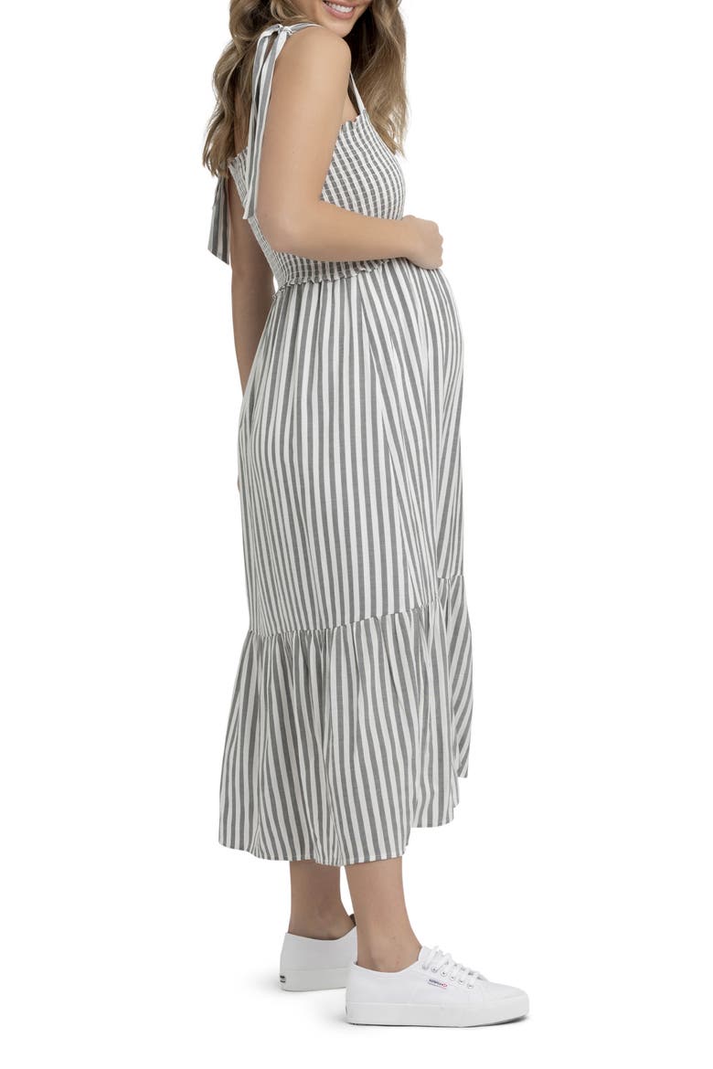 Ollie Smocked Maternity Dress, Alternate, color, BLACK / WHITE
