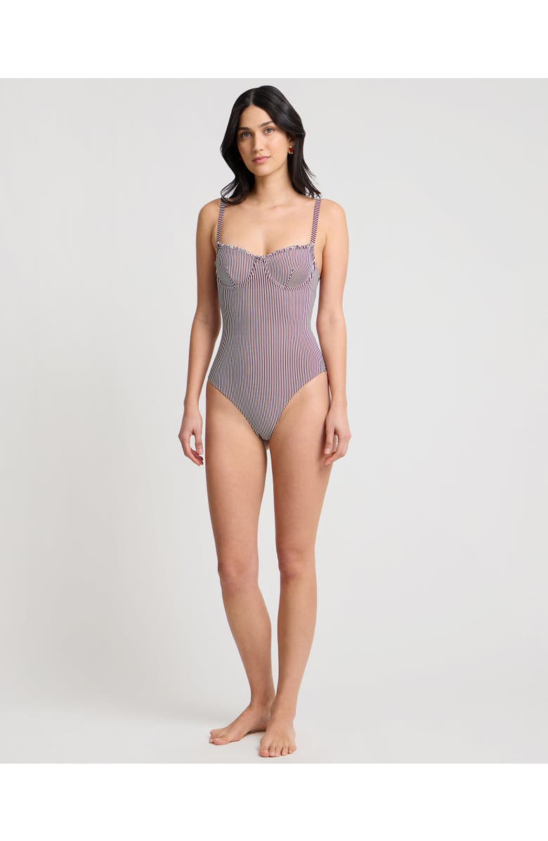 Onia Marilyn One-Piece, Alternate, color, Dark Cherry/White