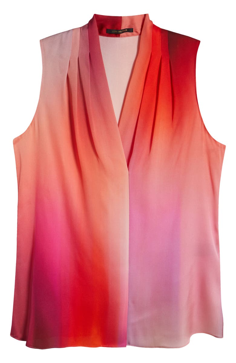 KOBI HALPERIN Pleated Sleeveless Stretch Silk Top, Alternate, color, Poppy Multi