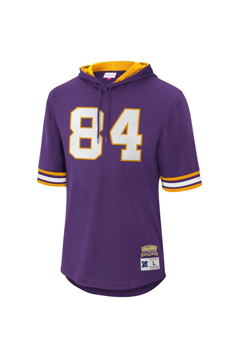 Men's Mitchell & Ness Randy Moss Purple Minnesota Vikings Retired Player Mesh Name & Number Hoodie T-Shirt, Alternate, color, Purple