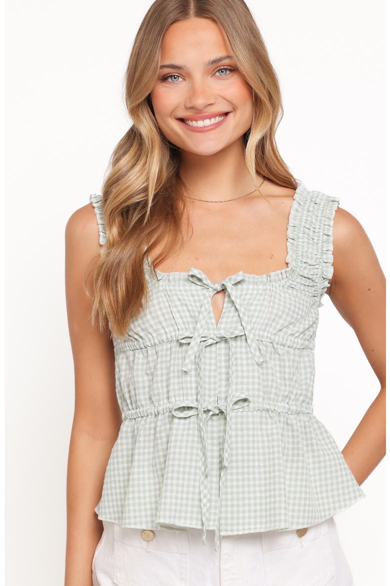 Harper Gingham Tie Front Tank, Alternate, color, SAGE GINGHAM