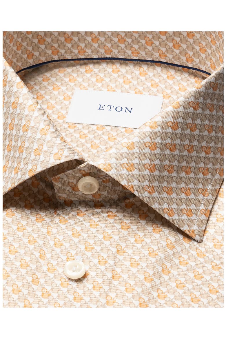 Slim Fit Tropical Cocktail Print Cotton Twill Dress Shirt, Alternate, color, MEDIUM ORANGE