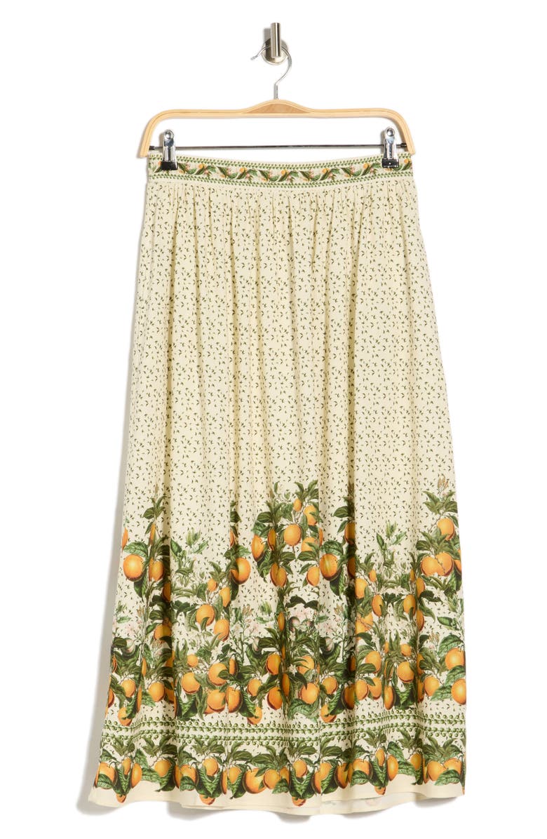 MAX STUDIO Border Print Maxi Skirt, Alternate, color, Cream/ Orange Citrus