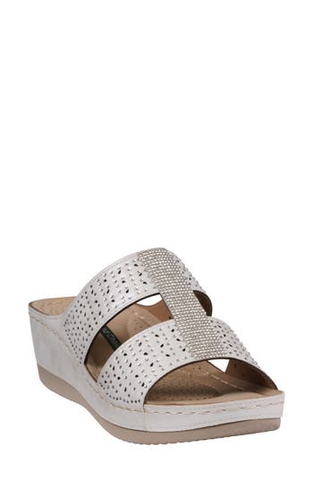 Gc Shoes Carrie Rhinestone Wedge Sandal In White
