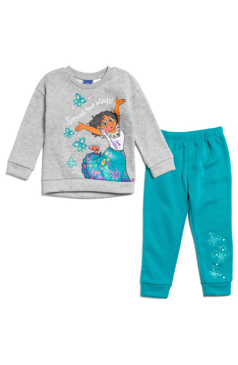 Disney Encanto Mirabel Fleece Sweatshirt & Pants Set, Main, color, Gray / Blue