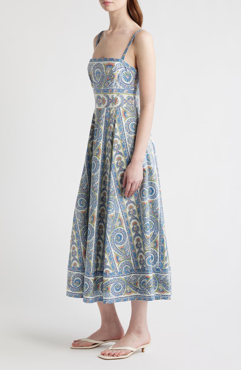 Hill House Home The Margot Stripe Fit & Flare Midi Dress, Alternate, color, Corsica Paisley Blue