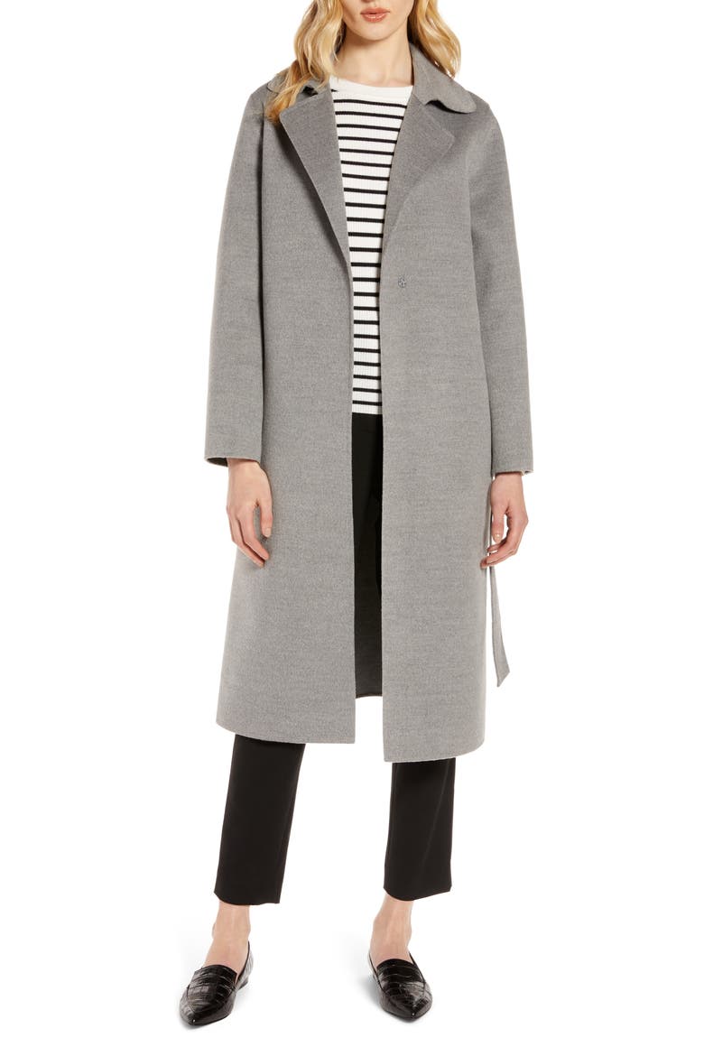 Double Face Wrap Coat, Alternate, color, GREY