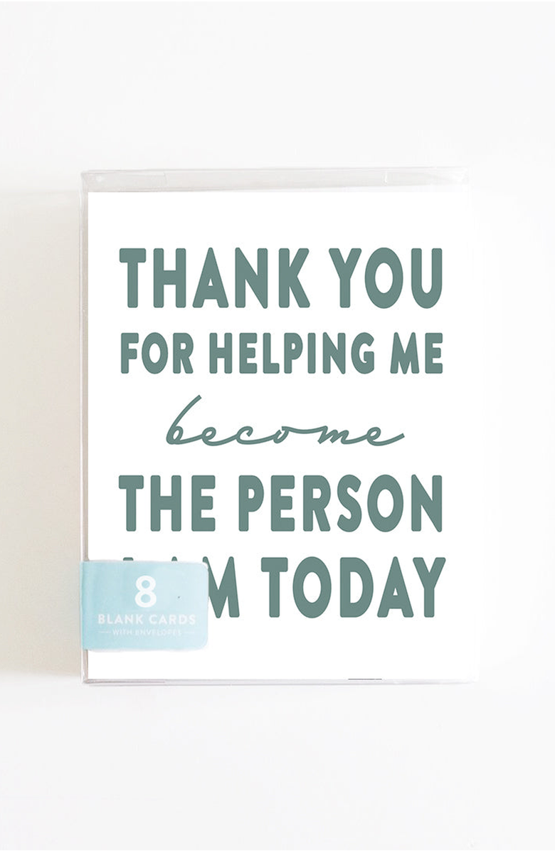 Joy Paper Co. Thank You for Helping Me Become the Person I am Today Greeting Card Set - Boxed Set of 8, Alternate, color, Soft Blue Envelope