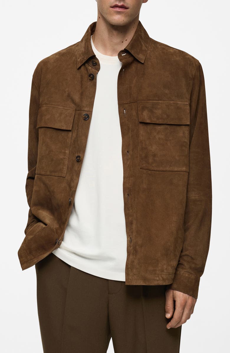 MANGO Suede Overshirt, Main, color, 