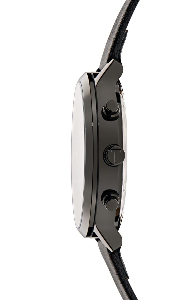 Ted Baker Haarvin Chronograph Leather Strap Watch, 44mm, Alternate, color, Black