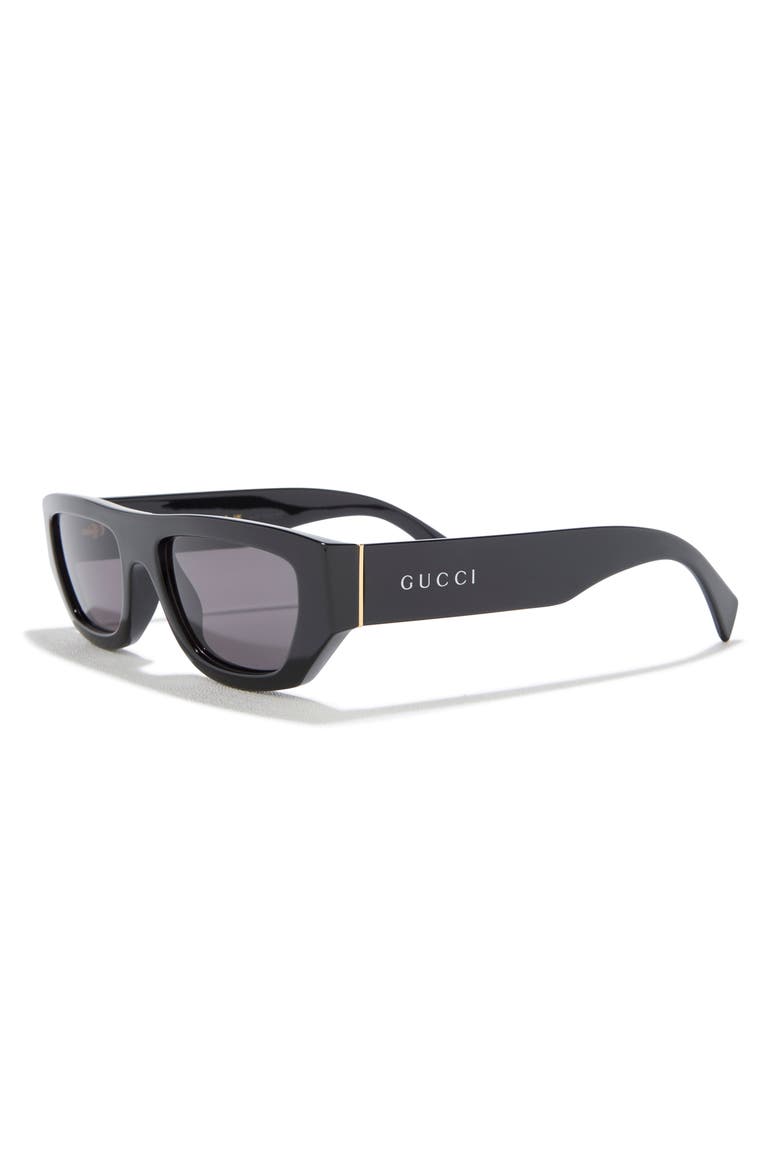 57mm Rectangular Sunglasses, Alternate, color, BLACK BLACK GREY
