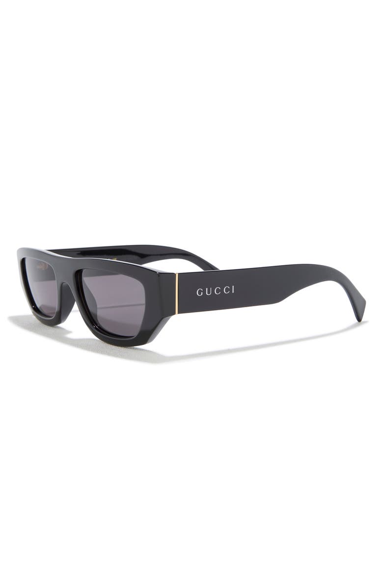 Gucci 57mm Rectangular Sunglasses, Alternate, color, Black Black Grey