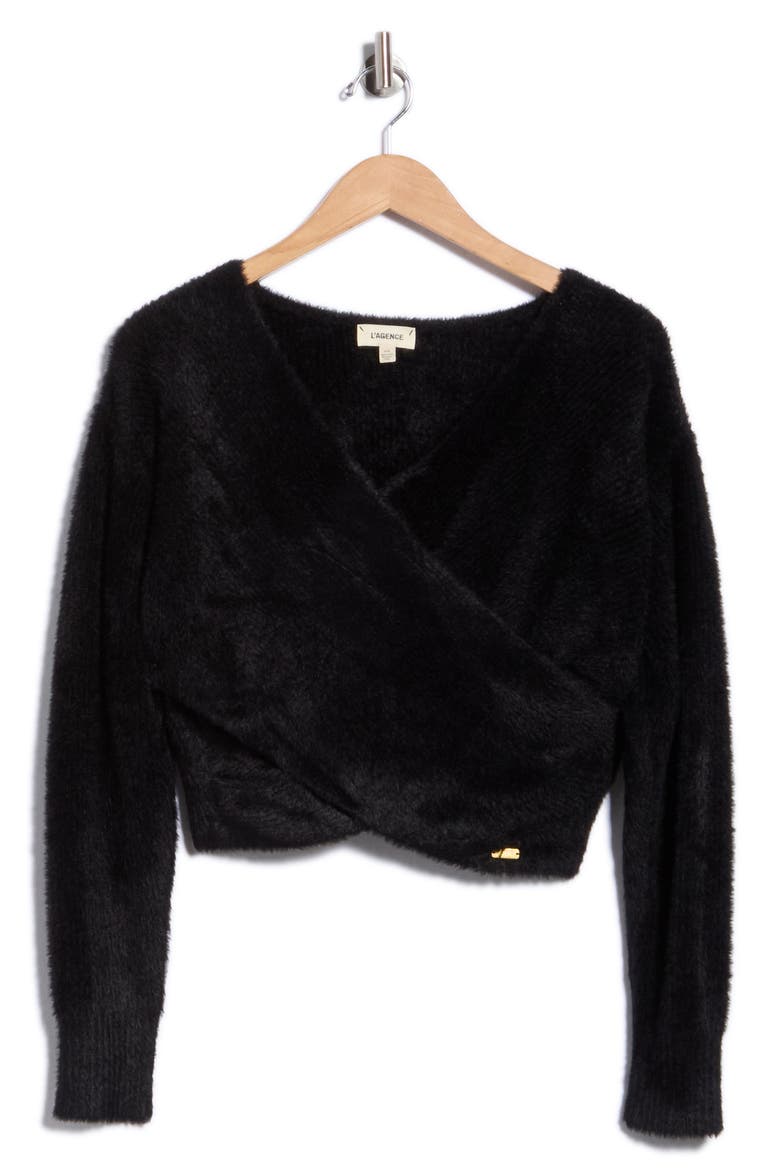 Antonella Surplice Sweater, Main, color, BLACK