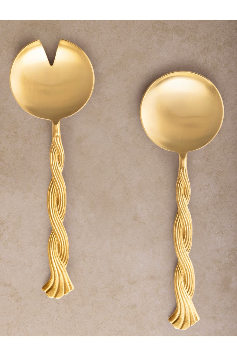 Santiago Salad Servers, Set of 2, Alternate, color, Gold