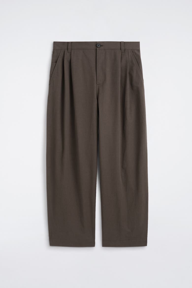 Cotton Relaxed-Fit Barrel-Leg Utility Pants, Alternate, color, BROWN