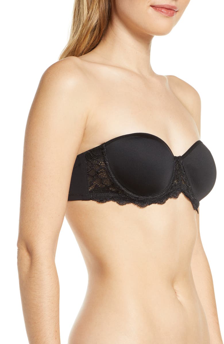 Simone Perele Caresse Strapless Underwire Bra, Alternate, color, Black