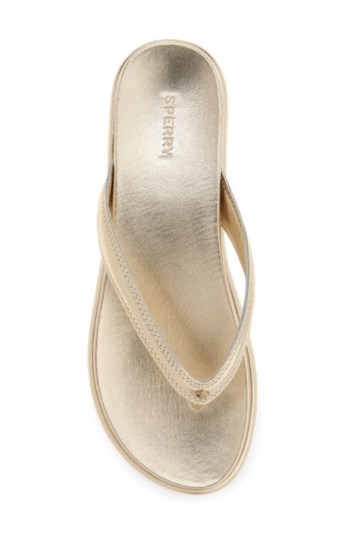 Sperry Isla Flip Flop In Soft Gold Leather Tumbled