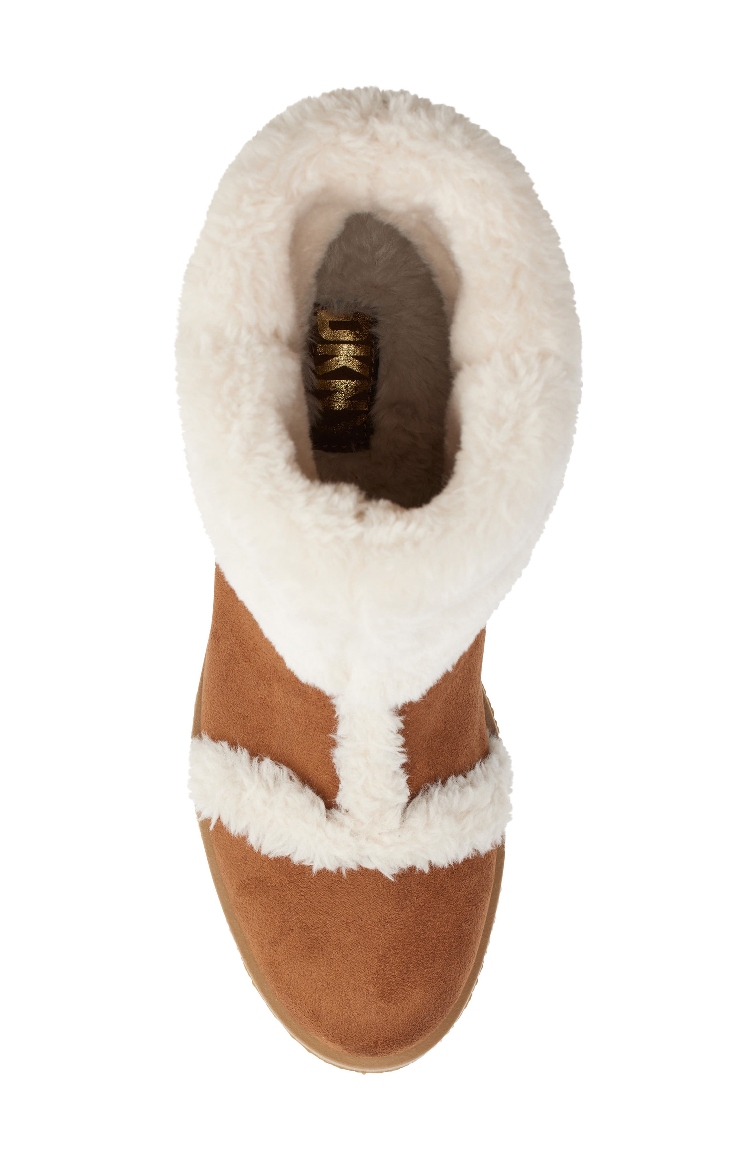 DKNY Sancia Faux Fur Lined Platform Boot, Alternate, color, Cognac/ Natural