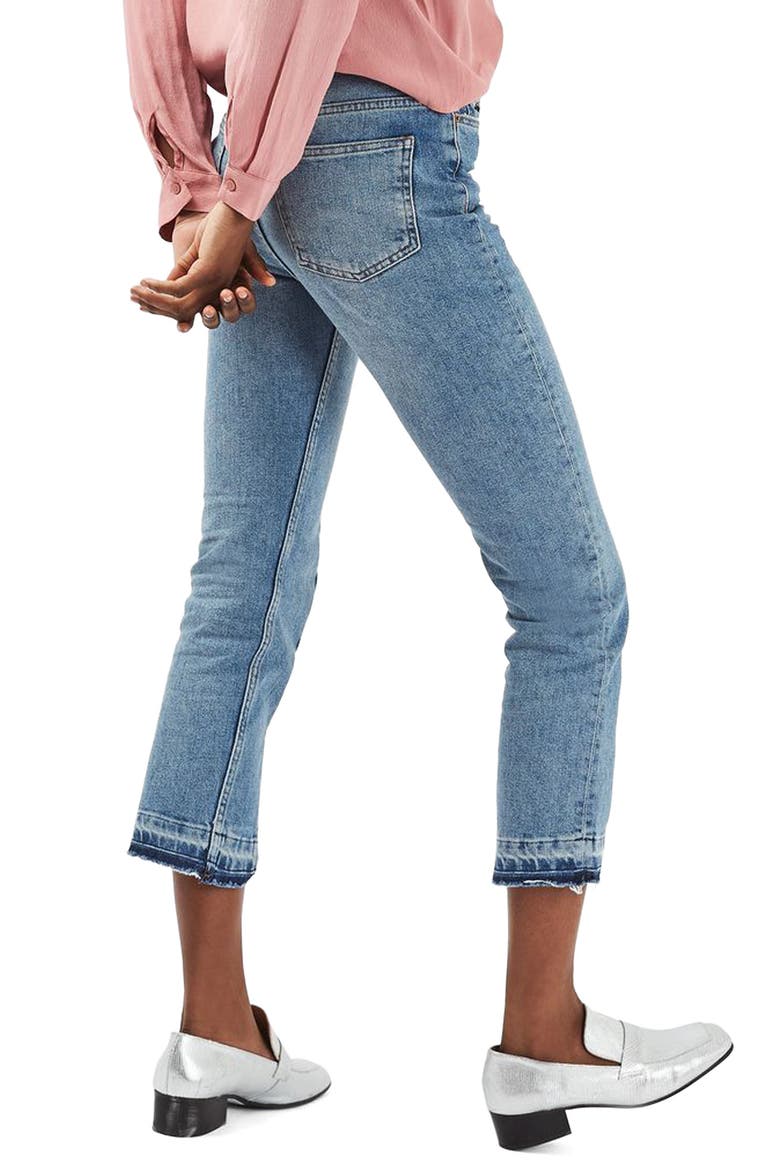 Split Hem Straight Leg Jeans, Alternate, color, LIGHT DENIM