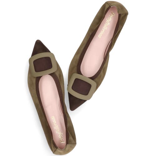 Pretty Ballerinas Pointed Toe Elasticated Ballet Flat In Brown