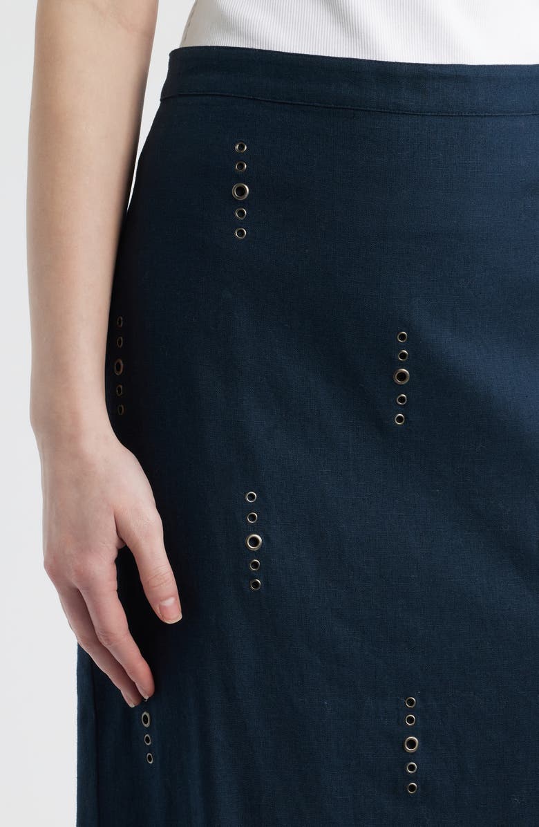 rag & bone Aubrey Grommet Trim Linen & Cotton Midi Skirt, Alternate, color, Sal