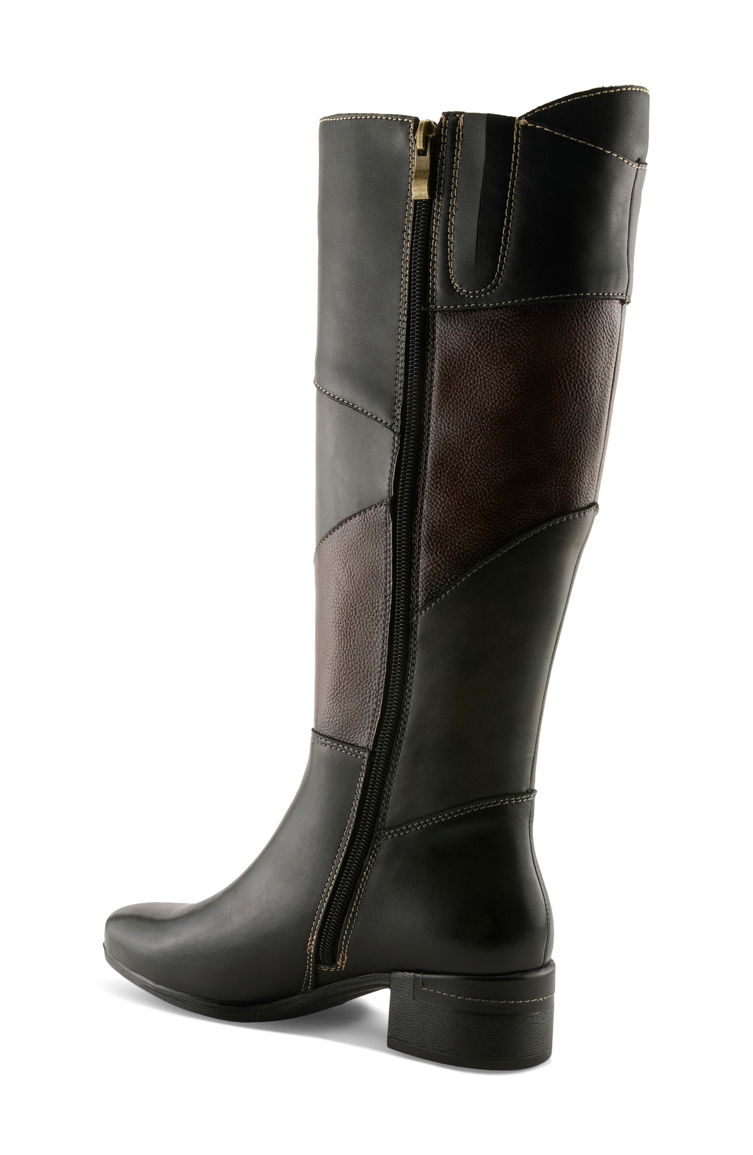 Spring Step Patchwork Knee High Boot, Alternate, color, Black Multi