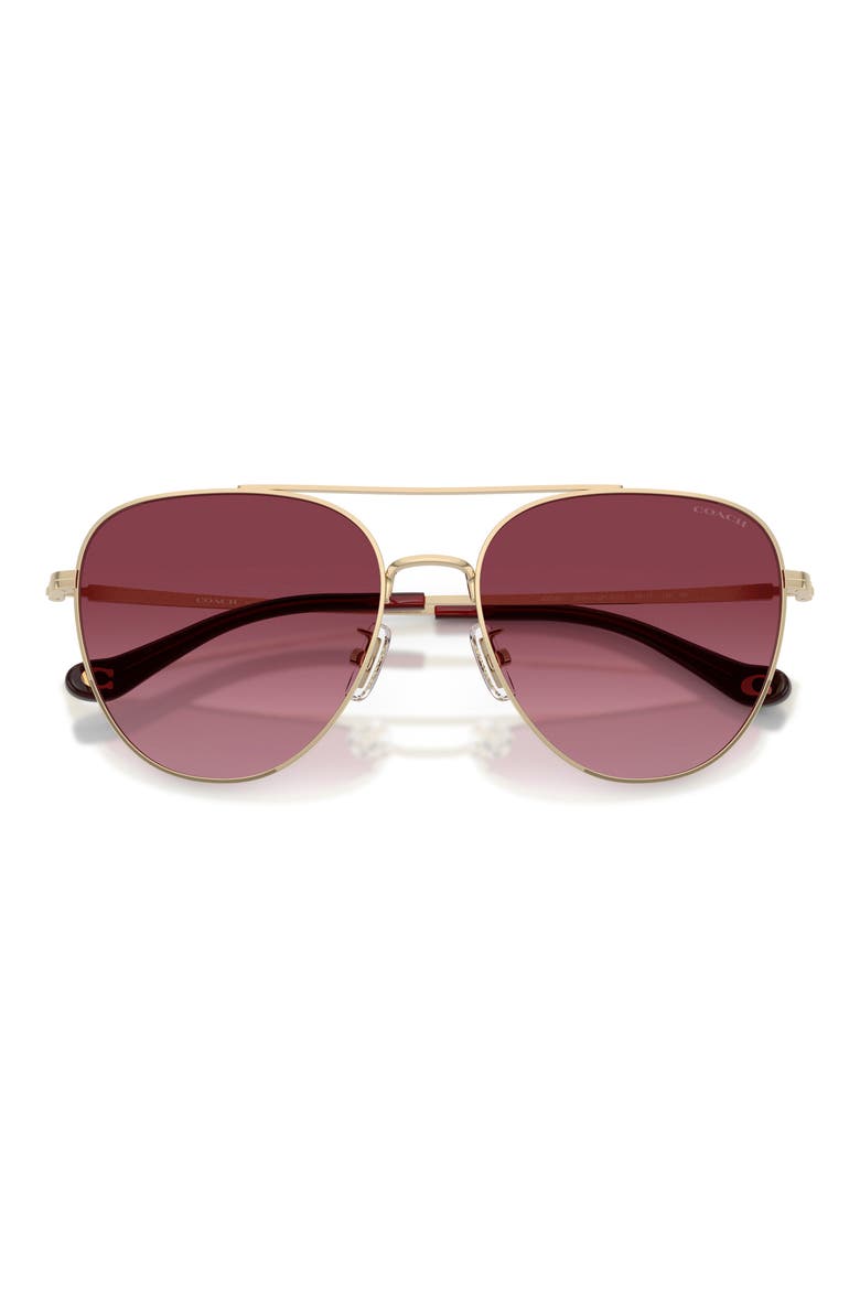 56mm Gradient Pilot Sunglasses, Alternate, color, LIGHT GOLD / MERLOT GRADIENT