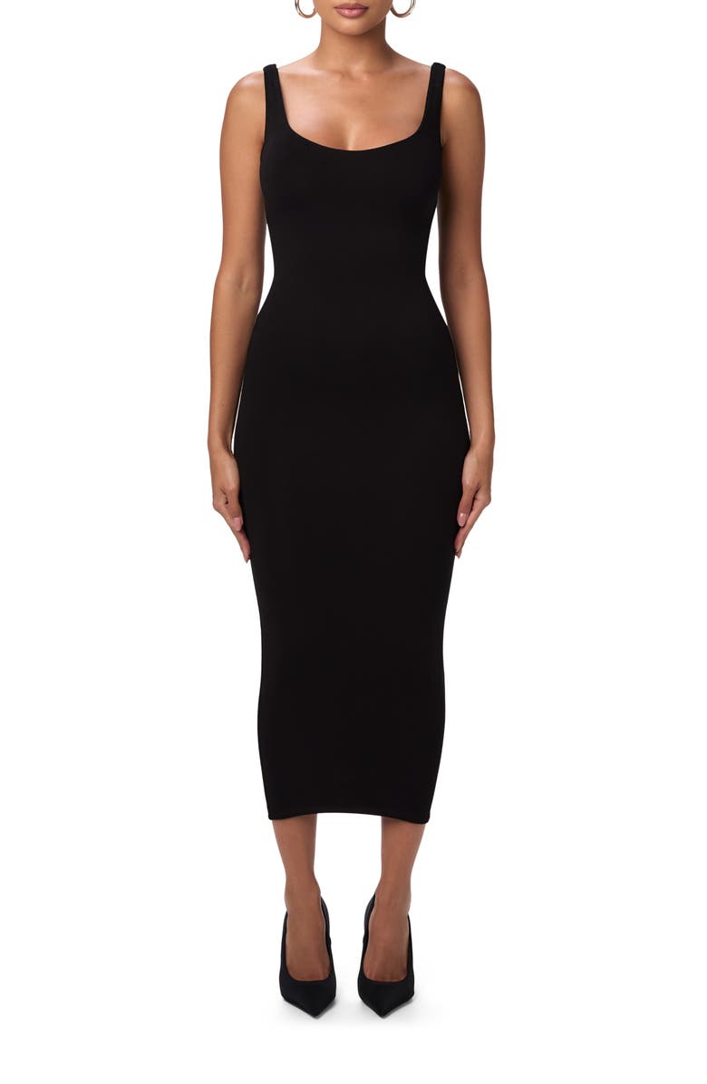 Naked Wardrobe NW Sculpt Tank Midi Dress, Main, color, Black