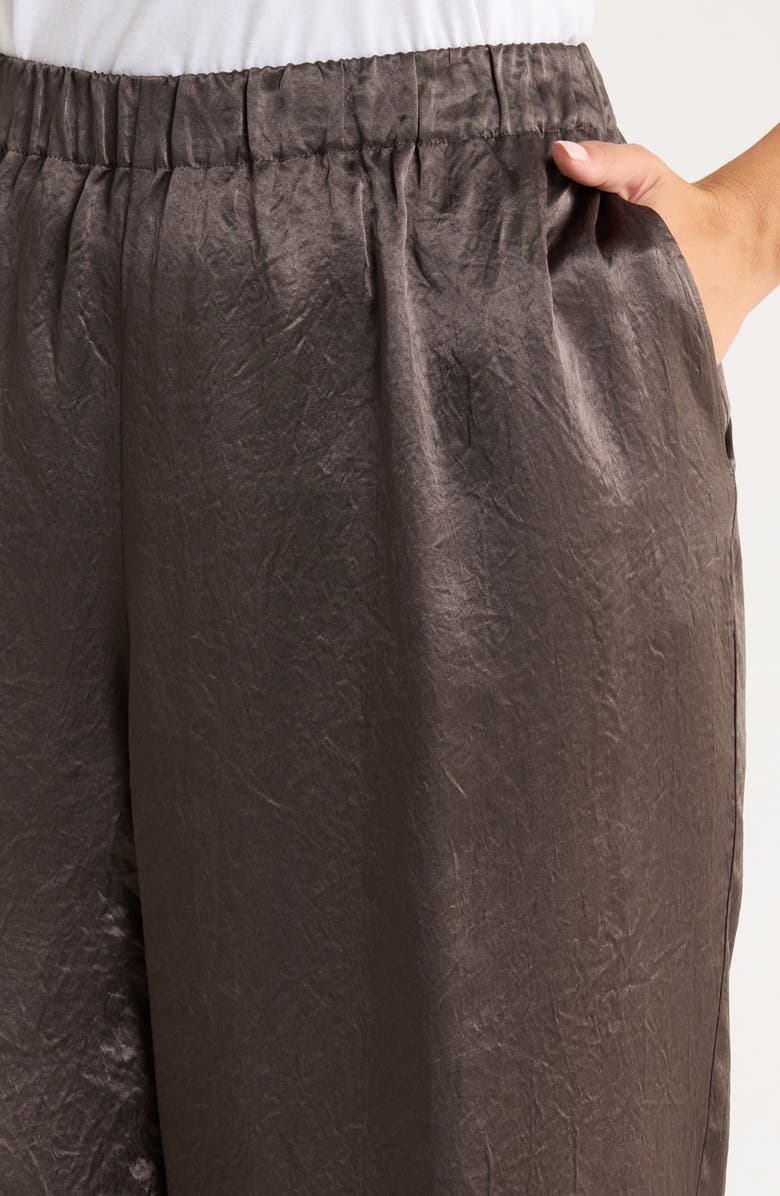 Eileen Fisher Crinkle Satin Wide Leg Ankle Pants, Alternate, color, Rye